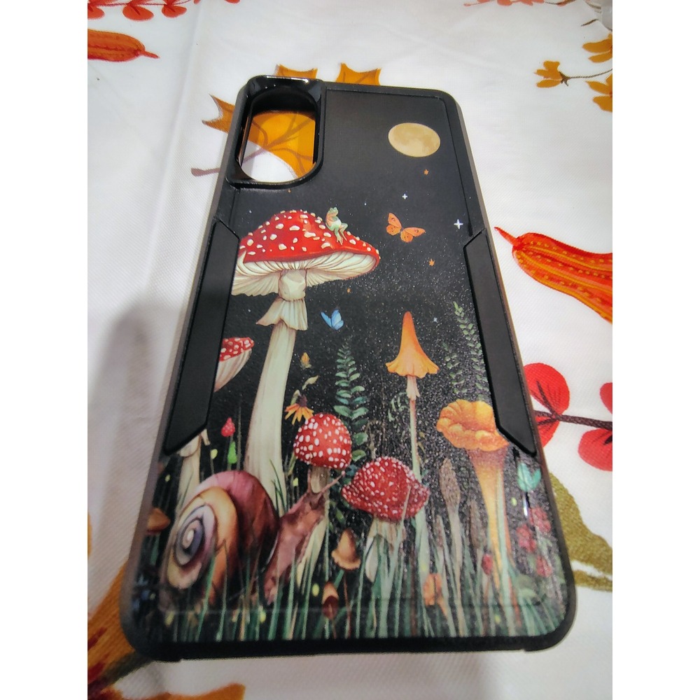 Samsung Galaxy S25 Edge Case Mushroom Moon Forest Snail Frog Cottagecore Black